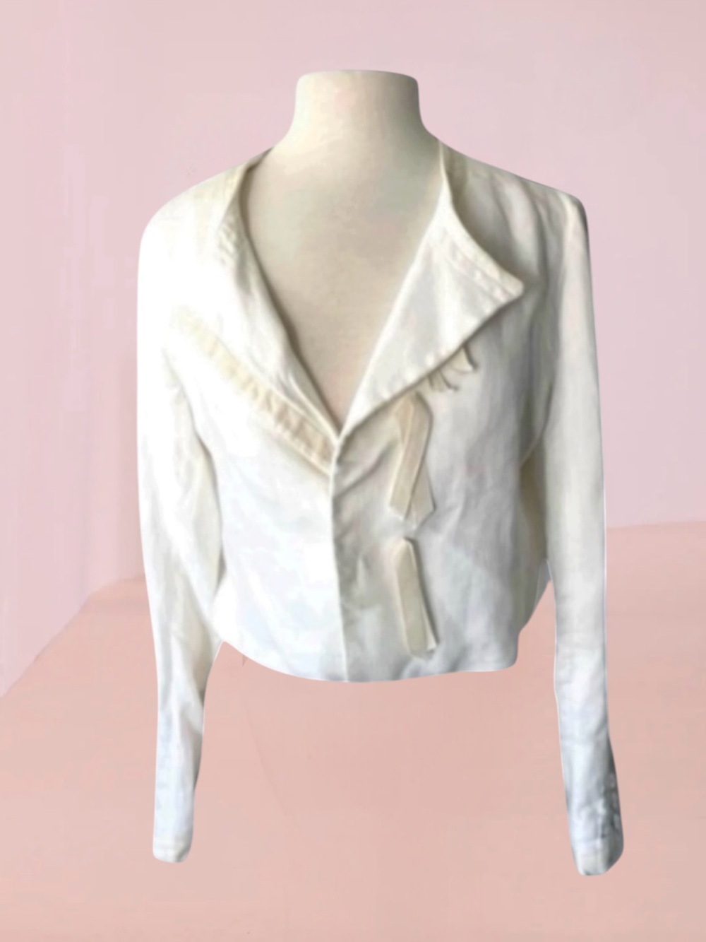 DRIES VAN NOTEN 100% Linen Cropped White Jacket